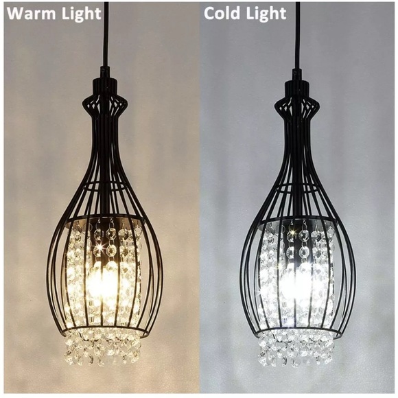 Modern Industrial Crystal Ceiling Pendant Hanging Light E26 Adjustable Height - Picture 3 of 6